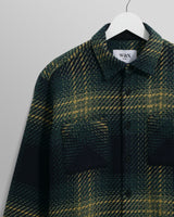 wax london Whiting - Navy And Green Ombre Check Overshirt