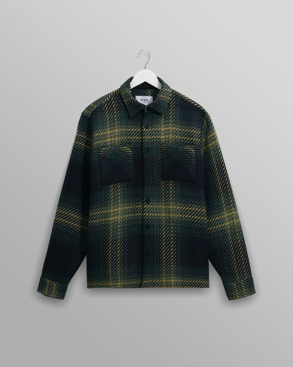 wax london Whiting - Navy And Green Ombre Check Overshirt