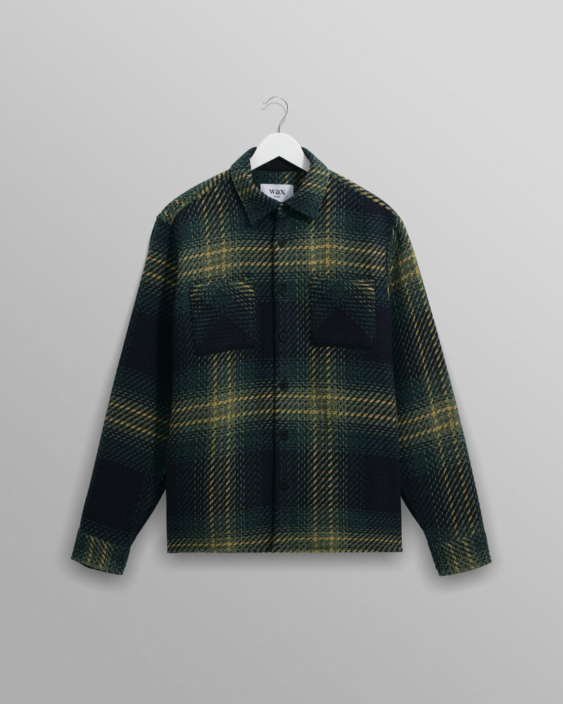 wax london Whiting - Navy And Green Ombre Check Overshirt