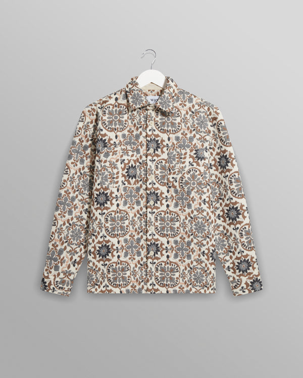 Whiting Overshirt Beige Mosaic Jacquard