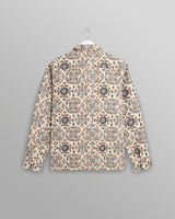 Whiting Overshirt Beige Mosaic Jacquard