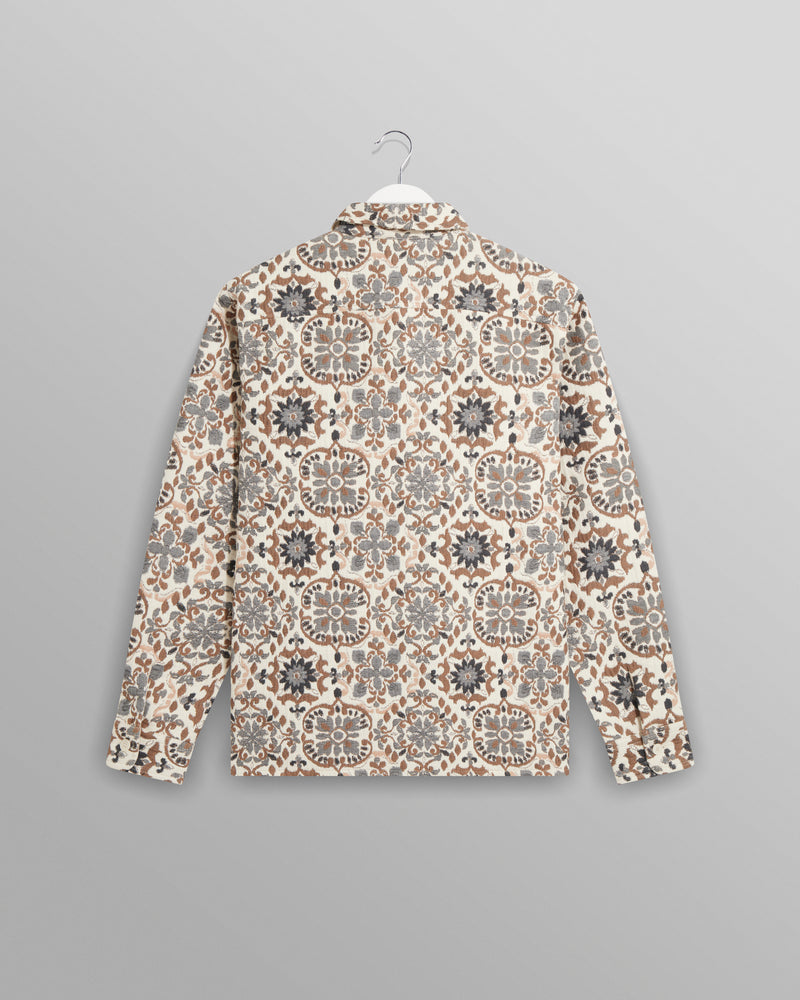 Whiting Overshirt Beige Mosaic Jacquard