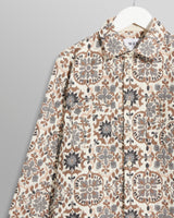 Whiting Overshirt Beige Mosaic Jacquard