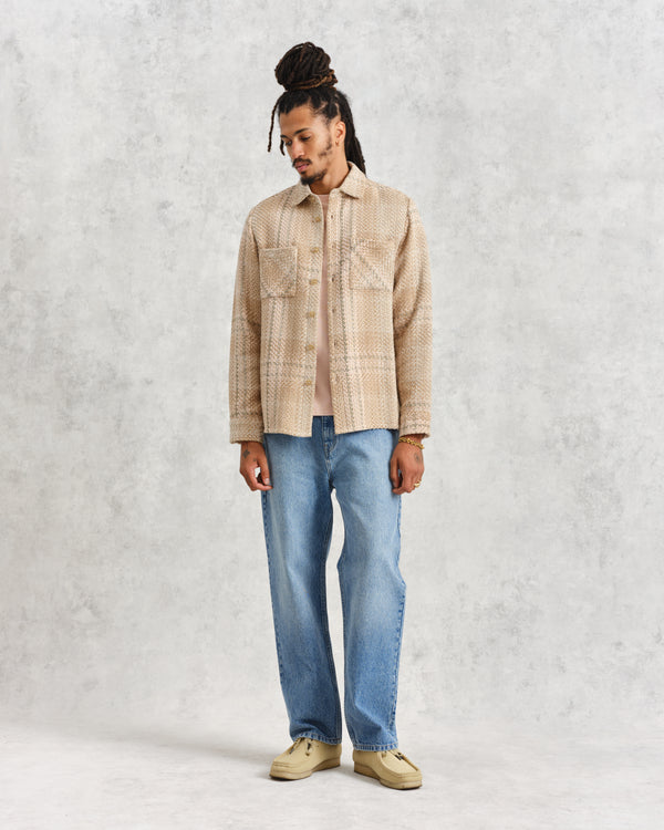 Whiting Overshirt Beige/Pink Ombre Windowpane Check