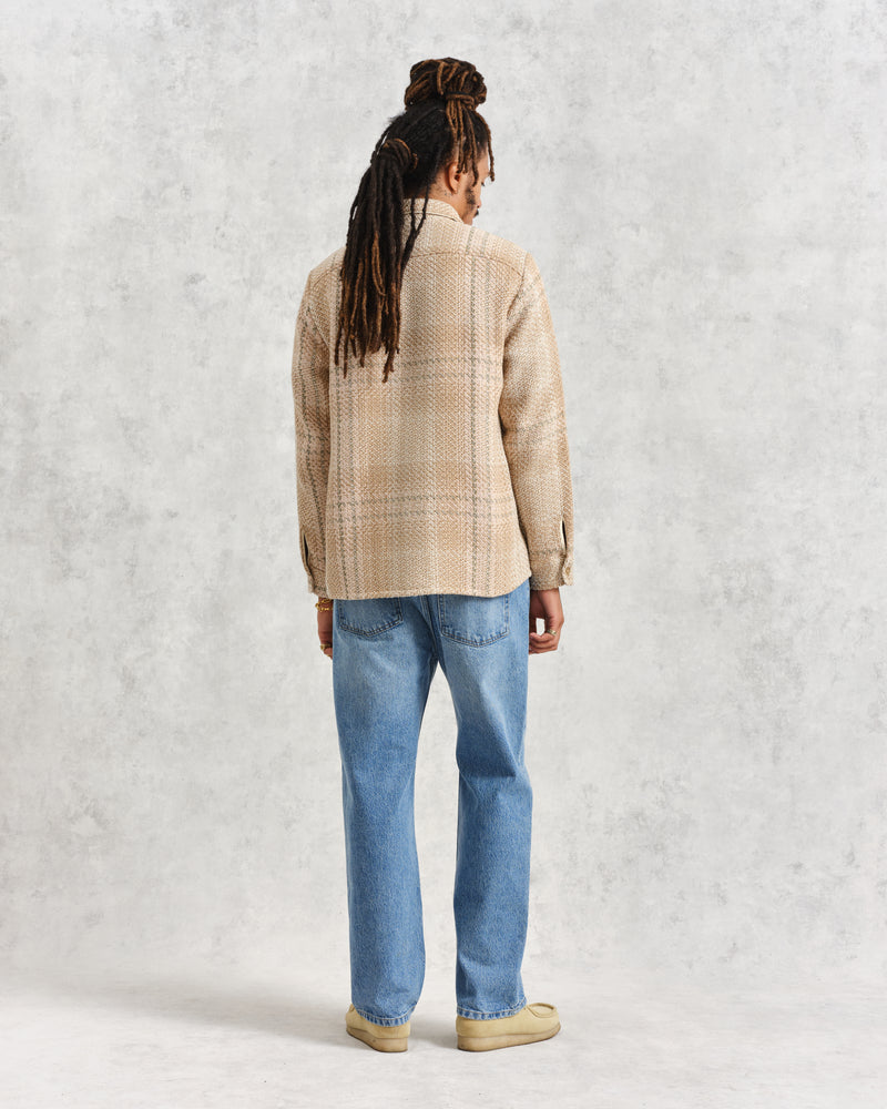 Whiting Overshirt Beige/Pink Ombre Windowpane Check
