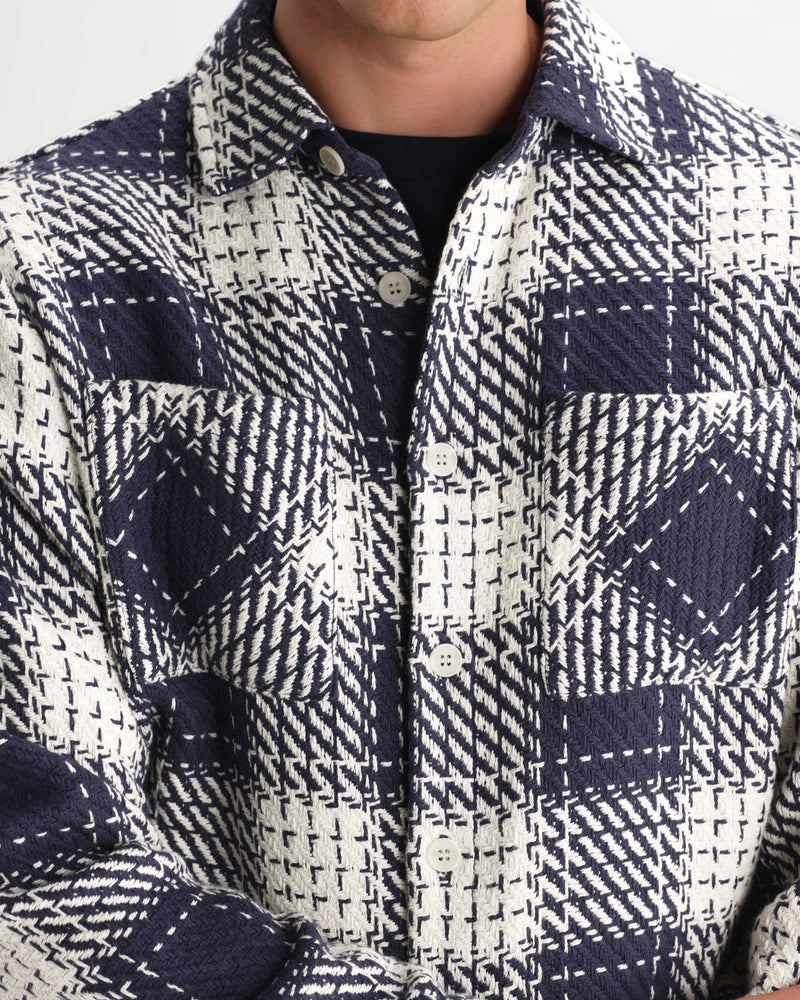 Men's Navy Marine Beatnik Overshirt | Wax London
