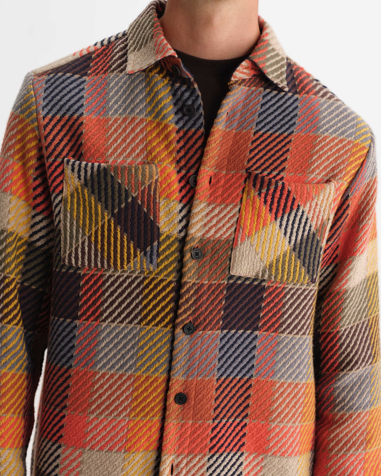 Men's Orange Pike Check Overshirt | Wax London