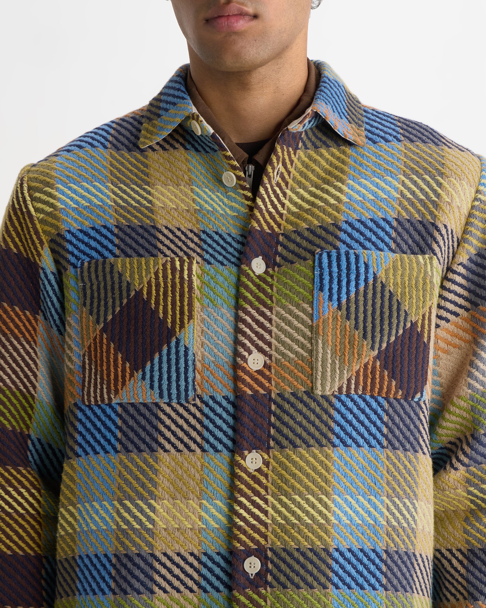 Men's Khaki And Multicolour Pike Check Overshirt | Wax London