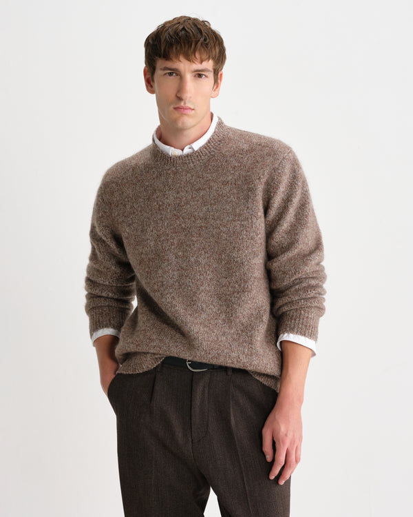 Wilde - Brown And Grey Mohair Twist Crew Jumper