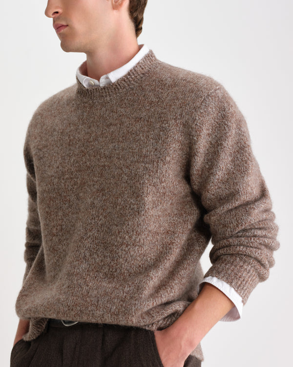 Wilde - Brown And Grey Mohair Twist Crew Jumper