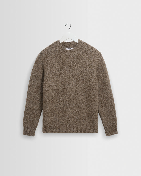Wilde - Brown And Grey Mohair Twist Crew Jumper