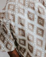 Didcot - Taupe And Ecru Diamond Lace Short-Sleeve Shirt