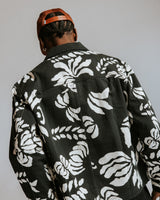 Jay - Black And Ecru Printed Cotton Chore Jacket