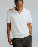 Siena - Ecru Boucle Knitted Polo Shirt