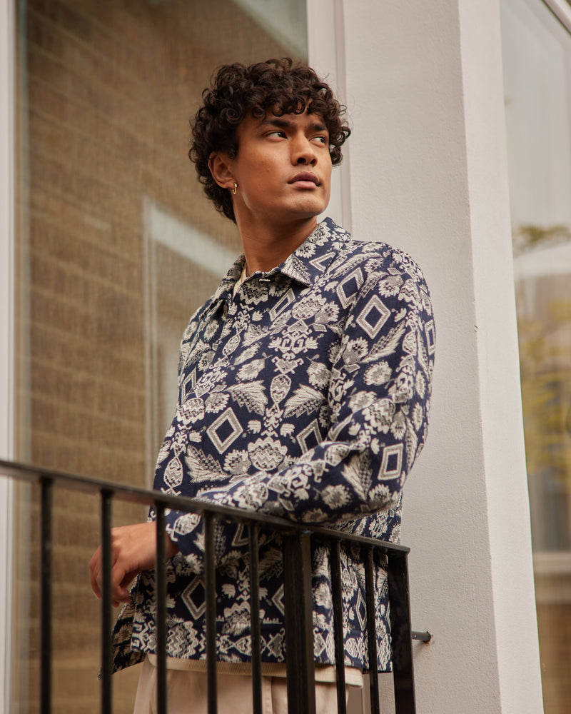 Iggy Jacket Navy Floral Jacquard