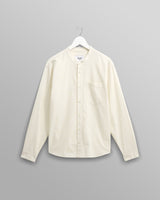 wax london Abbot - Ecru Grandad Collar Cotton Chambray Shirt