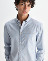 wax london men's Abingdon - Blue Preppy Stripe Shirt
