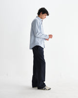 wax london men's Abingdon - Blue Preppy Stripe Shirt