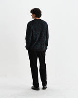 wax london men's Alban - Black And Green Floral Textured Jacquard Cardigan