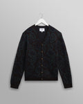 Alban - Black And Green Floral Textured Jacquard Cardigan