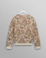 wax london men's Alban - Natural And Brown Floral Textured Jacquard Cardigan