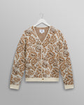 Alban - Natural And Brown Floral Textured Jacquard Cardigan