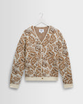 Alban - Natural And Brown Floral Textured Jacquard Cardigan