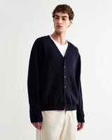 wax london men's Alban - Navy And Black Floral Jacquard Cardigan