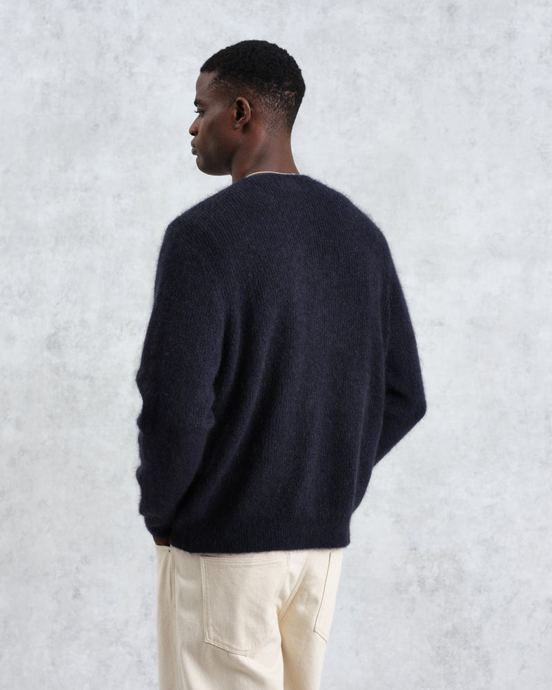 wax london Alban - Navy Mohair Blend Cardigan