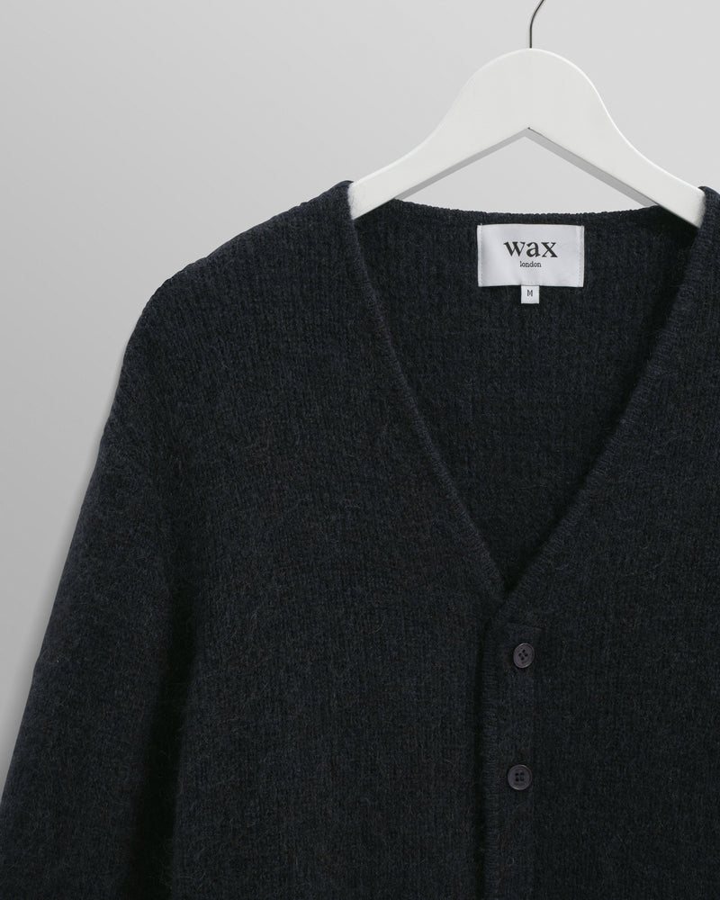 wax london Alban - Navy Mohair Blend Cardigan