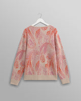 wax london Alban - Pink Paisley Jacquard Wool Blend Cardigan