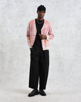 wax london Alban - Pink Paisley Jacquard Wool Blend Cardigan