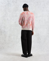 wax london Alban - Pink Paisley Jacquard Wool Blend Cardigan