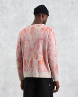 wax london Alban - Pink Paisley Jacquard Wool Blend Cardigan