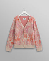 wax london Alban - Pink Paisley Jacquard Wool Blend Cardigan