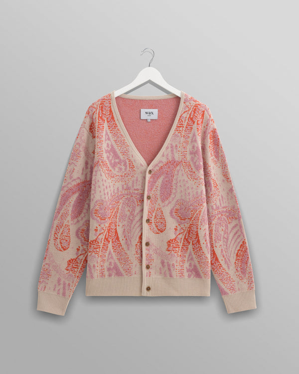 wax london Alban - Pink Paisley Wool Blend Cardigan