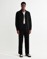 wax london men's Aldred - Black Linen-Cotton Revere Overshirt