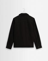 wax london men's Aldred - Black Linen-Cotton Revere Overshirt