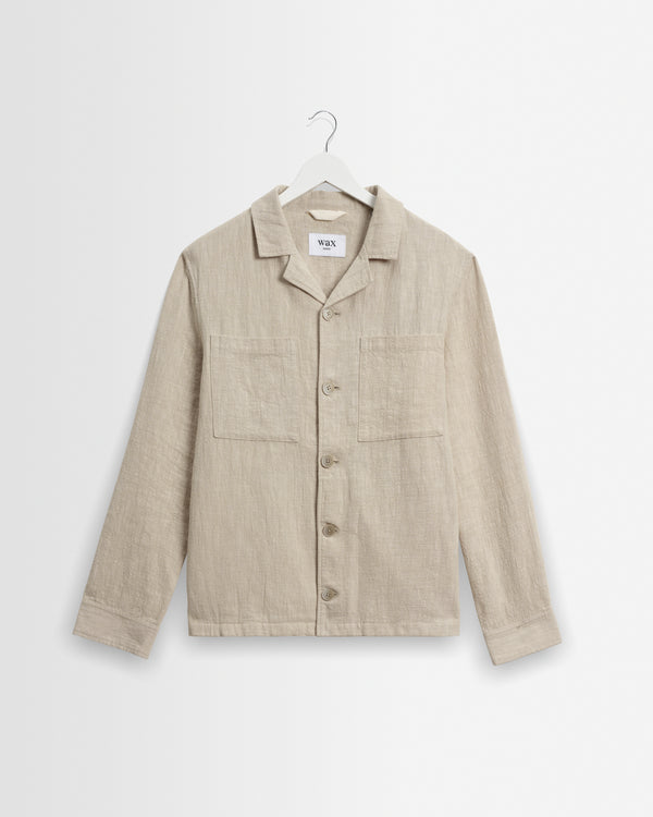 wax london men's Aldred - Natural Linen-Cotton Revere Overshirt