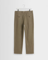 wax london men's Alp - Khaki Linen Slim Fit Trousers