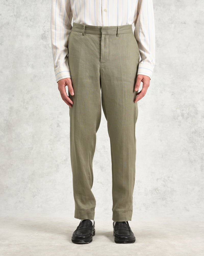 wax london Alp - Khaki Linen Trousers