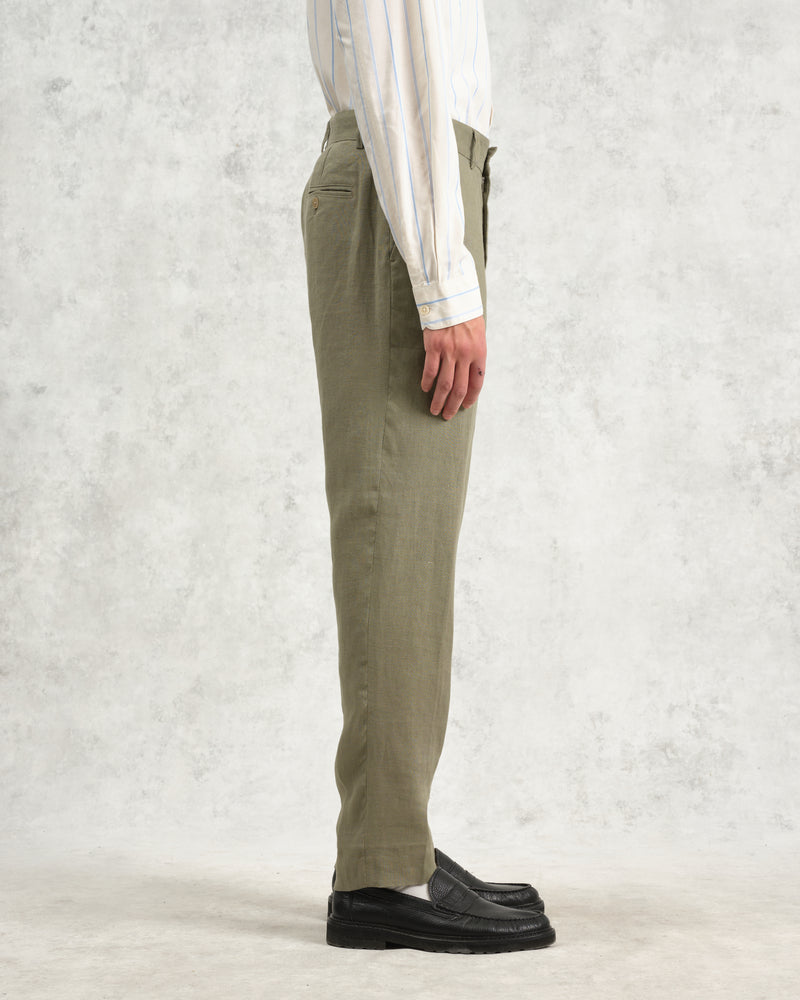 wax london Alp - Khaki Linen Trousers