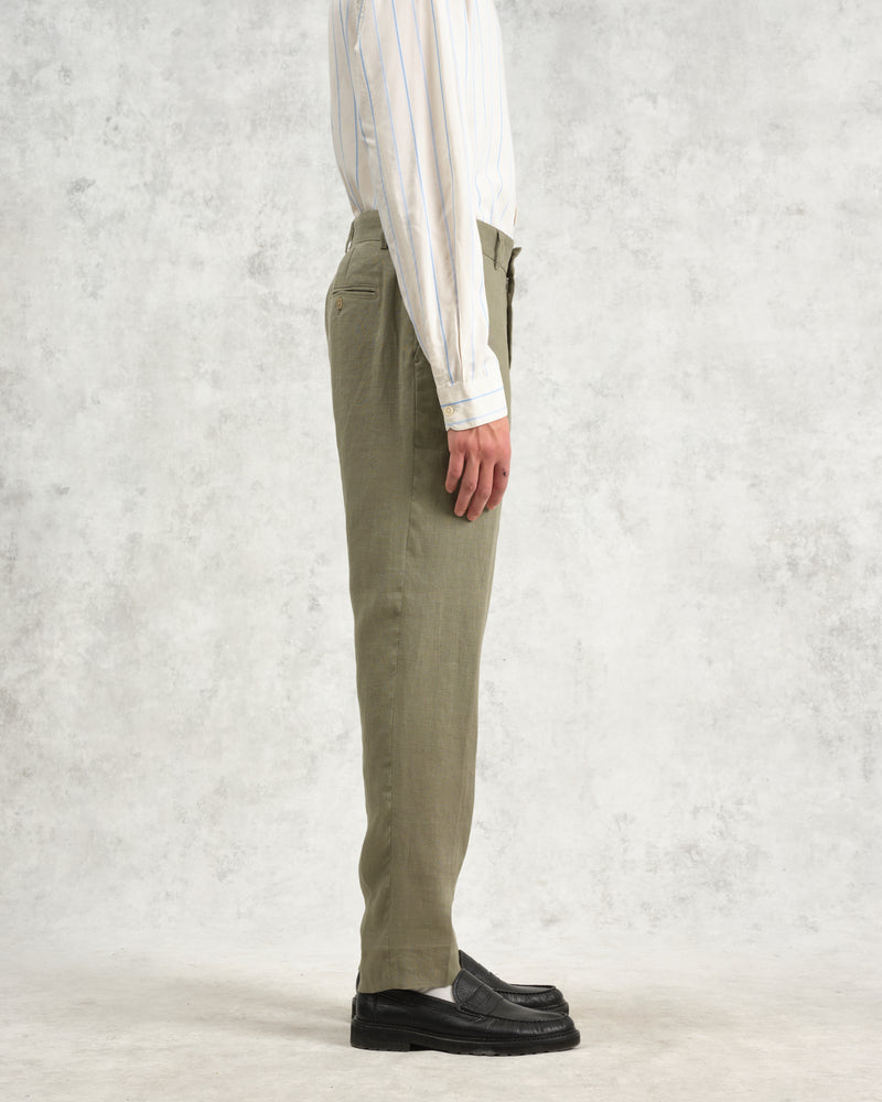 wax london Alp - Khaki Linen Trousers