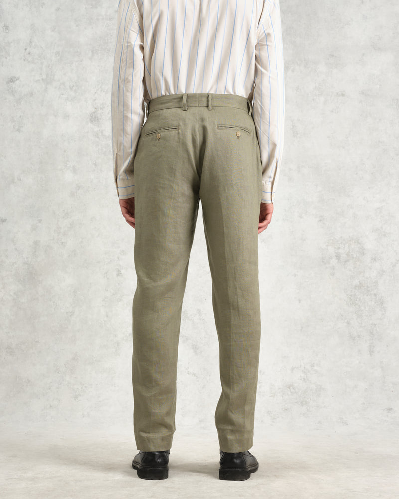 wax london Alp - Khaki Linen Trousers