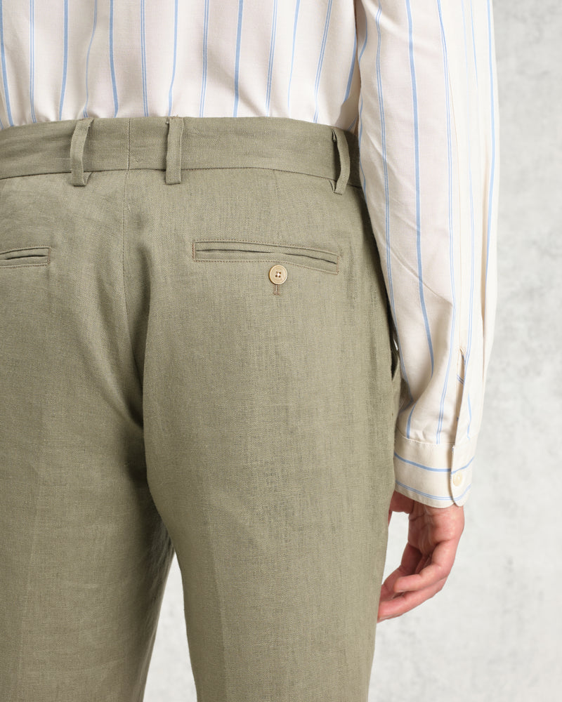 wax london Alp - Khaki Linen Trousers