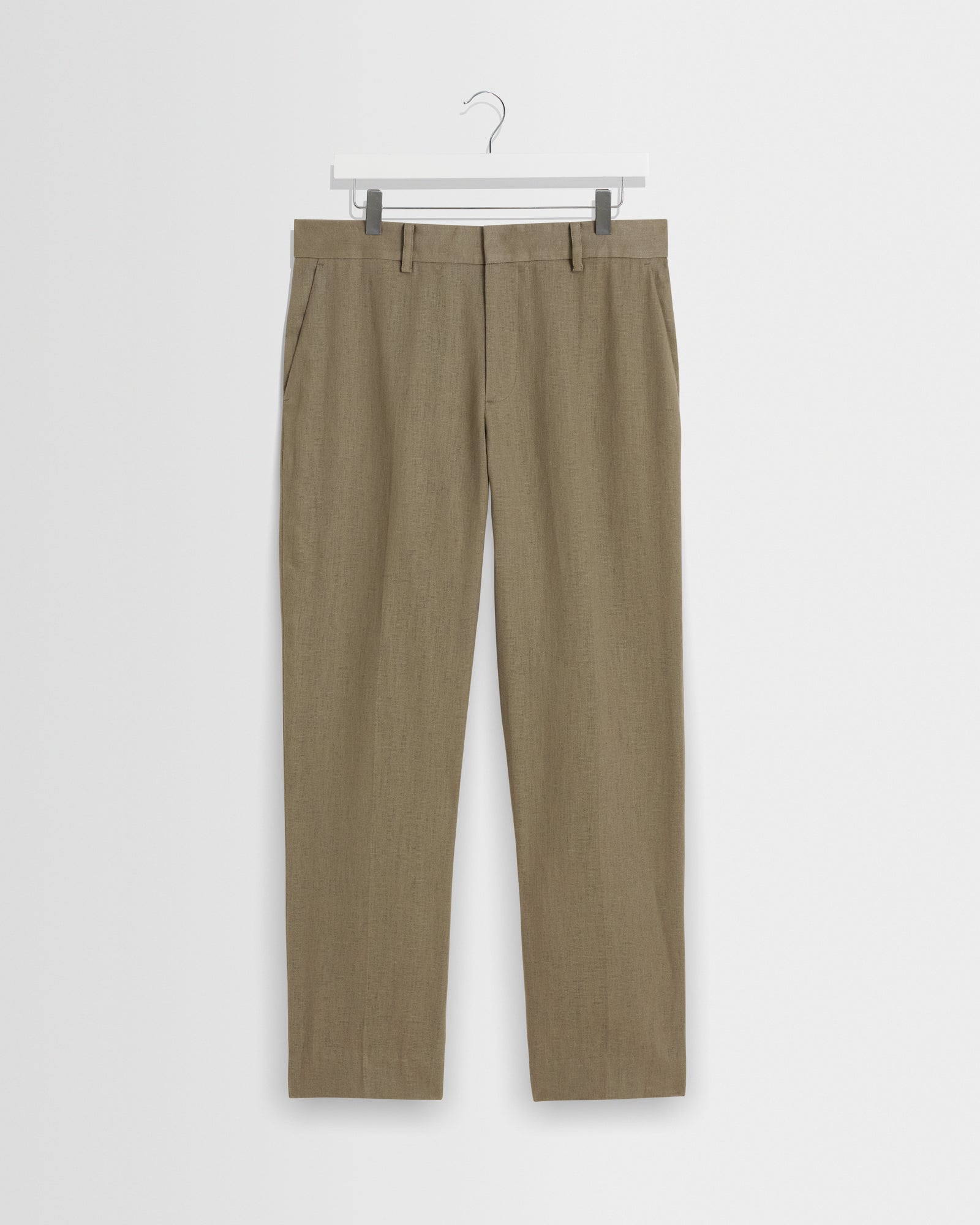 Men's Khaki Linen Trousers | Wax London