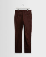 wax london men's Alp - Merlot Linen Slim Fit Trousers