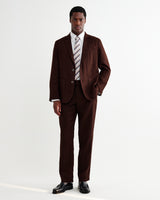 wax london men's Alp - Merlot Linen Slim Fit Trousers