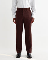 wax london men's Alp - Merlot Linen Slim Fit Trousers