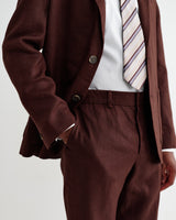 wax london men's Alp - Merlot Linen Slim Fit Trousers
